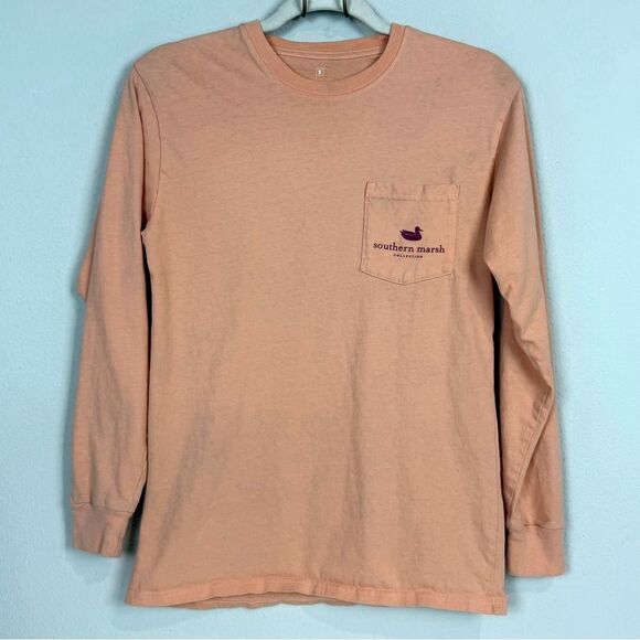 Southern Marsh Peach Fly Fishing Long Sleeve T-shirt S - Picture 1 of 9